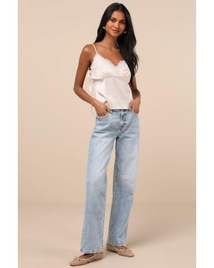 Daze Denim 1999 Light Wash Denim Baggy High-Rise Jeans - Blue