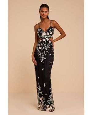 Lulus Petal Floral Cutout Maxi Dress - Natural