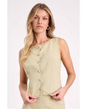 Lulus Jordina Button-Front Vest Top - Natural