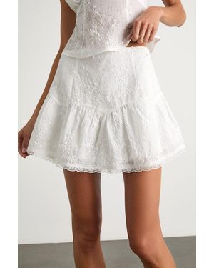 Lulus Dessie Embroidered Mini Skirt - White