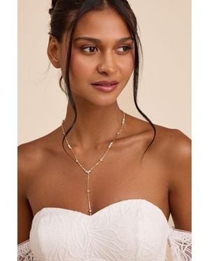 Lulus Troya Rhinestone Lariat Necklace - Brown