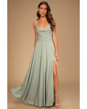 Lulus Romantically Speaking Cowl Lace-Up Maxi Dress - Multicolour