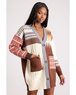 Lulus Emilee And Cream Fair Isle Jumper Mini Dress - Brown