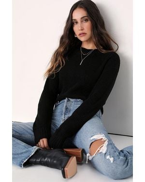 Lulus Campfire Cozy Cropped Sweater - Black
