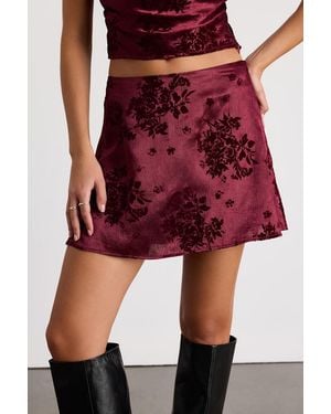 Lulus Corvina Satin Jacquard Mini Skirt - Red