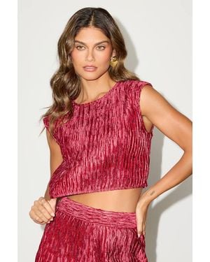 Lulus Yukara Textured Cap Sleeve Crop Top