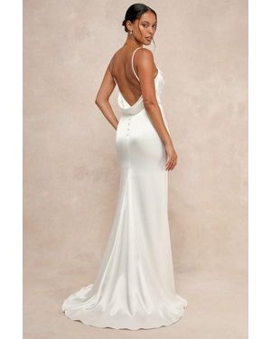 Lulus Lovely Endearment Satin Sleeveless Backless Maxi Dress - Natural