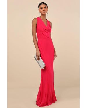 Lulus Stunning Mystery Mesh Cowl Back Mermaid Maxi Dress - Red