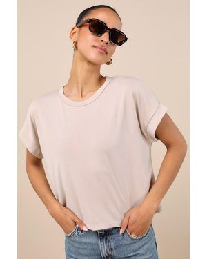Lulus Cool Instincts Short Sleeve Top - Natural