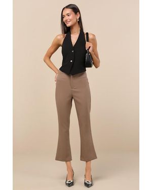 Lulus Nalini Cropped Flare Trouser Pants - Natural