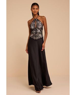 Lulus Denise Lace Satin Maxi Dress - Natural