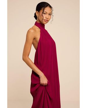 Lulus Marta Dark Pleated Backless Maxi Dress - Red