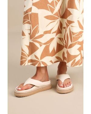 Billini Amaya Bone Raffia Flatform Flip Flops - Natural