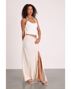 Lulus Ronan Light Linen High-Rise Maxi Skirt - Pink