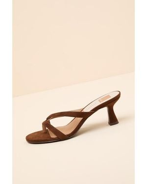 Dolce Vita Devona Suede Strappy Kitten Heels - Natural