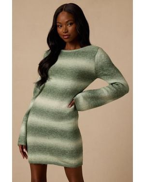 Lulus Maybell Multi Mini Sweater Dress - Green