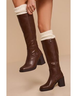 Lulus Javi Knee-High Boots - Brown