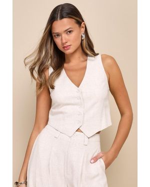 Lulus Suits You Perfectly Linen Vest - Natural