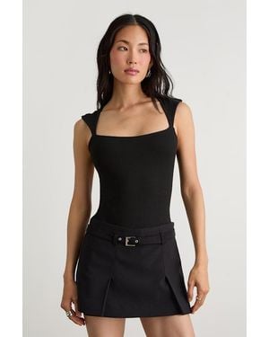 Lulus Brayden Square Neck Bodysuit - Black