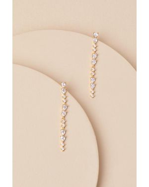 Lulus Shahar Rhinestone Drop Earrings - Natural