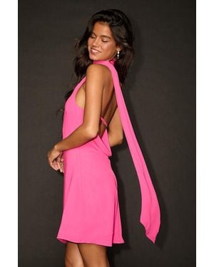 Lulus Isloda One-Shoulder Backless Sash Mini Dress - Pink