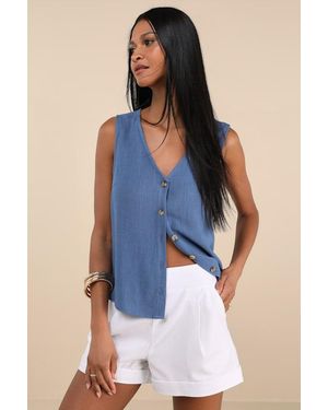 Lulus Marieke Pleated High-Rise Shorts - Blue