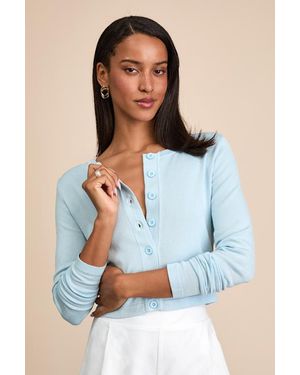 Lulus Pippy Cropped Cardigan - Blue
