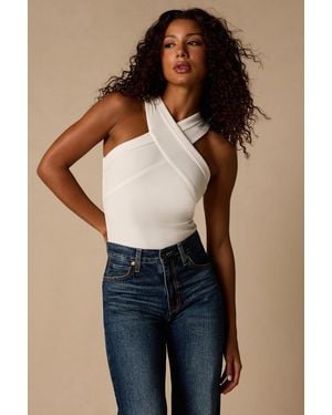 Lulus Berlinda Cross-Front Bodysuit - Blue