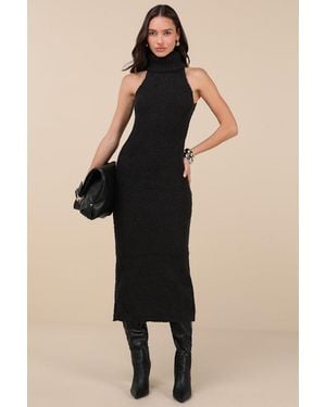 Glamorous Savanah Turtleneck Midi Sweater Dress - Black