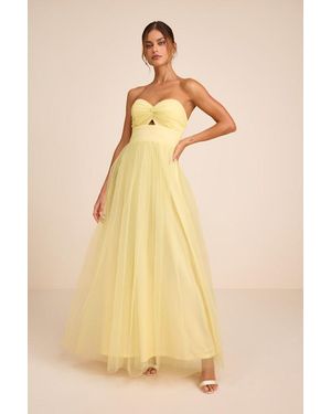 Lulus Sapphira Pale Tulle Strapless Cutout Maxi Dress - Yellow