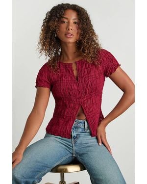 Lulus Tatiana Sheer Textured Button-Front Top