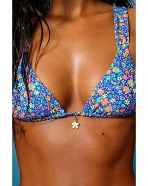 Kulani Kinis Saint Tropez Multi Floral Bralette Bikini Top - Blue