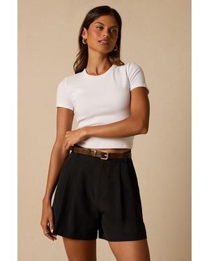 Lulus Sharise Pleated High-Rise Shorts - Black