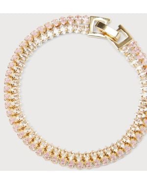 Lulus Delightful Glitter And Two Strand Rhinestone Bracelet - Metallic