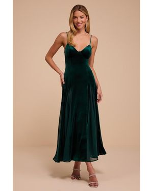 Lulus Elisha Velvet Pleated Midi Dress - Black