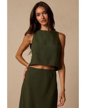 Lulus Pleasant Poise Sleeveless Cropped Tank Top - Green