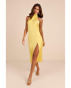 Lulus Exceptional Status Halter Backless Slip Midi Dress - Yellow
