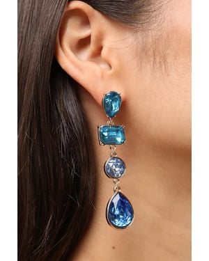 Lulus Lane Rhinestone Drop Earrings - Black