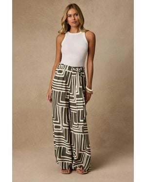 Lulus Azariah Boho Print Wide-Leg Pants - Natural