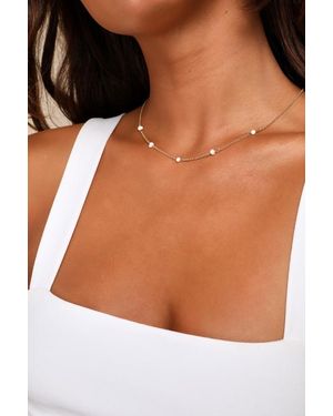 Lulus Perfectly Pretty And Pearl Necklace - Metallic
