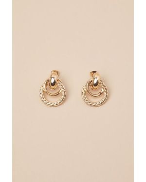 Lulus Radiant Cuteness Textured Door Knocker Earrings - Natural