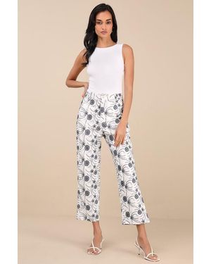 Lulus Auroria Embroidered High-Rise Cropped Pants - Natural