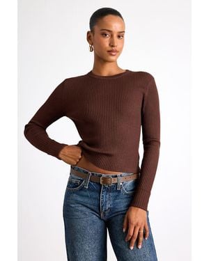 Lulus Basics Karlee Ribbed Knit Long Sleeve Sweater Top - Brown
