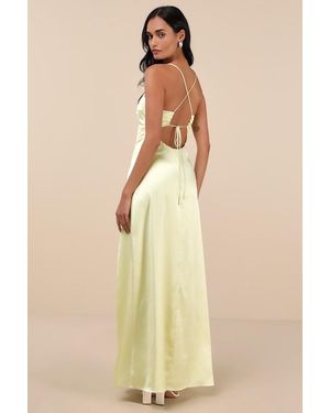 Lulus Stunning Example Satin Backless Maxi Dress - Natural