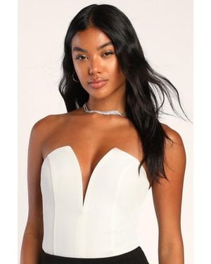 Lulus Babe Alert Notched Strapless Bodysuit - White