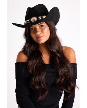 Lulus Tracey Concho Western Hat - Black