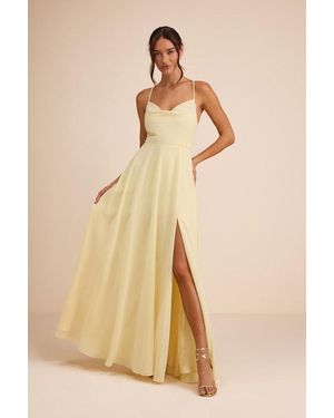 Lulus Romantically Speaking Cowl Lace-Up Maxi Dress - Natural