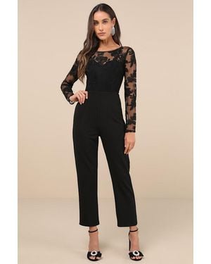 Lulus Write Your Own Romance Embroidered Long Sleeve Jumpsuit - Natural