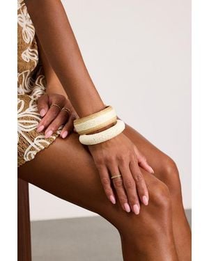 Lulus Marilla Multi Raffia Bangle Bracelet Set - Brown
