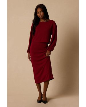 Lulus Marvelous Match Berry Knit Two-Piece Midi Dress & Jumper Set - Red